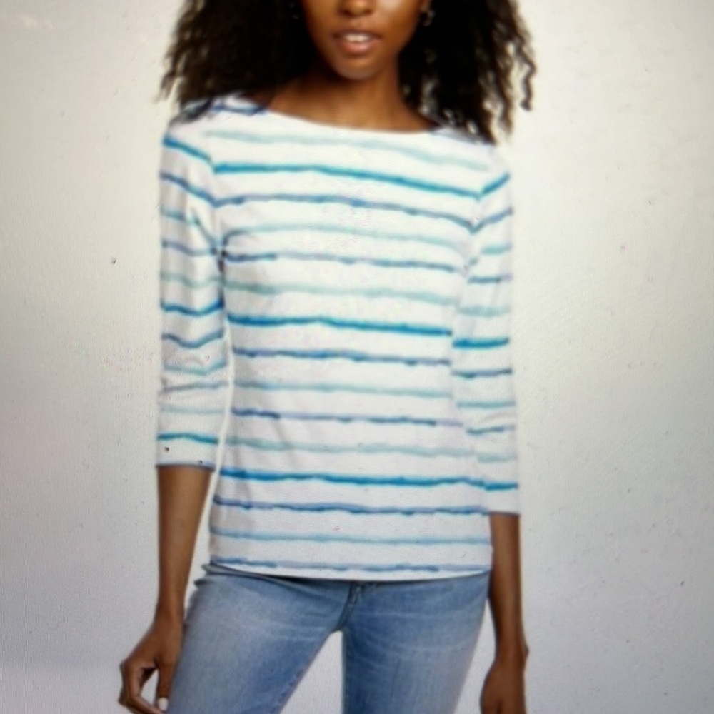 J.McLaughlin windsong striped 3/4 sleeve top